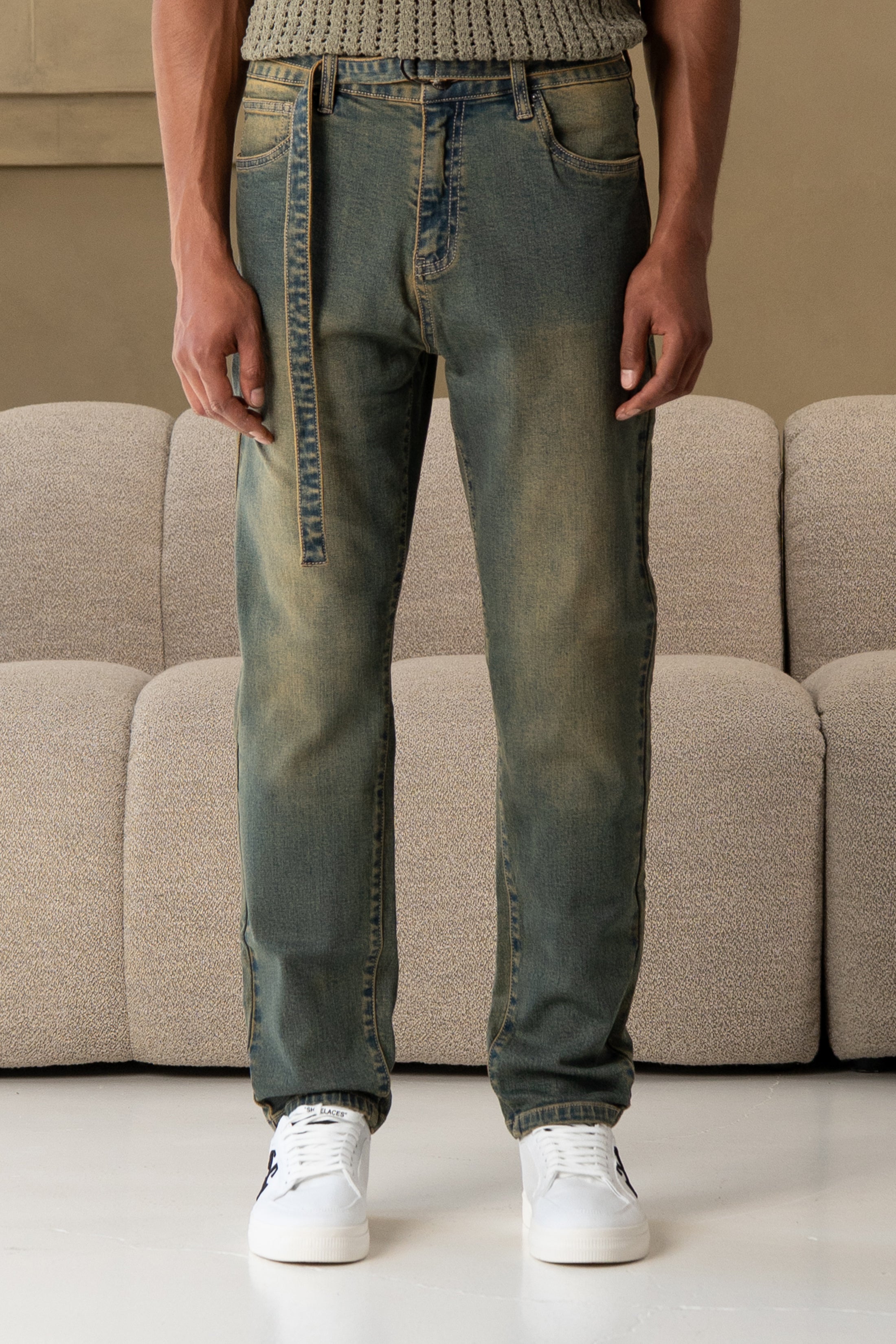 QUOS SLIM CROPPED DENIM RIEM