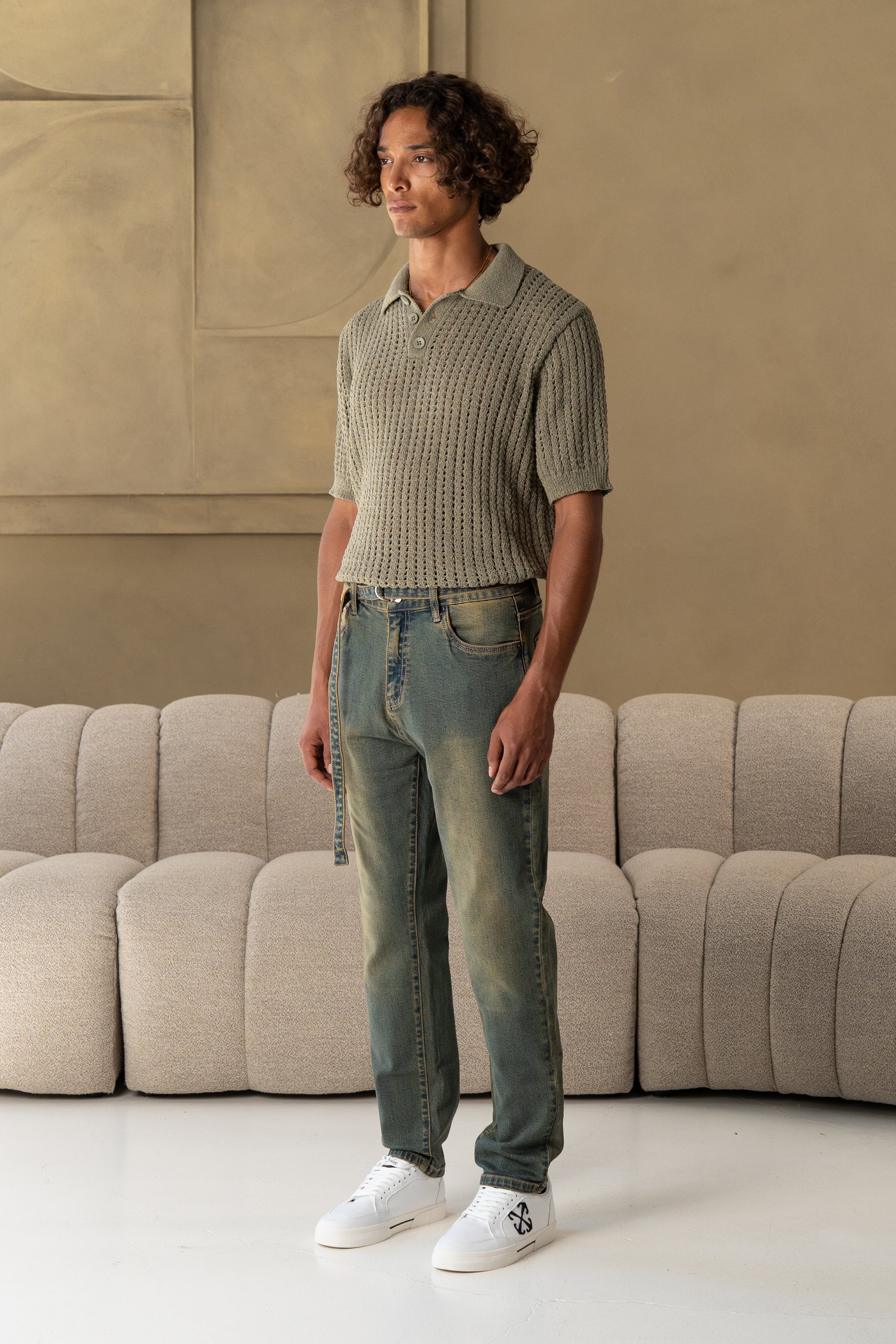 QUOS SLIM CROPPED DENIM RIEM